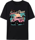 Women's Sunset Chase Graphic T Shirts, Vintage Car Printed product image 1