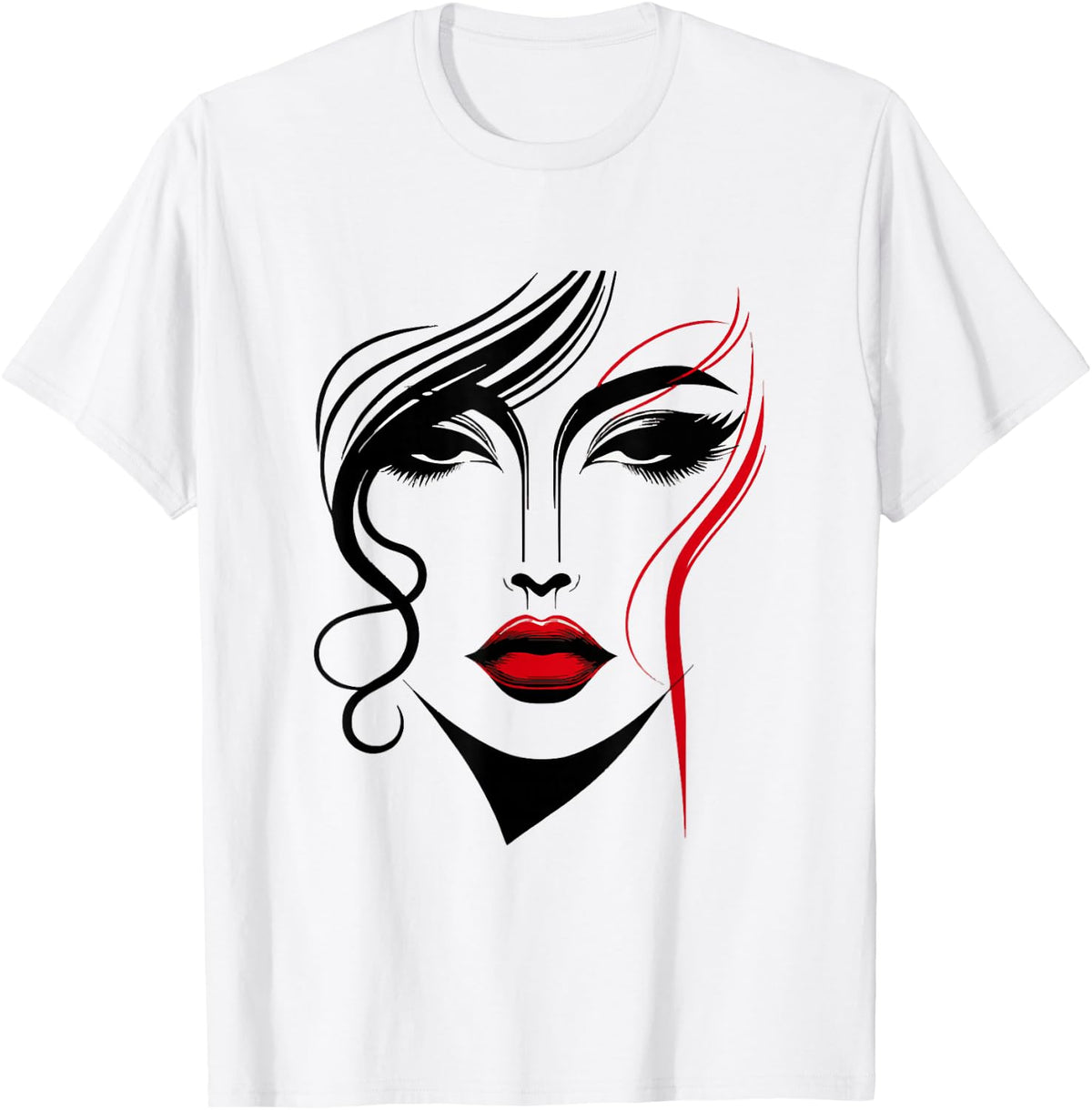 Abstract Female Face With Red Lipstick Art Piece T-Shirt product image 1
