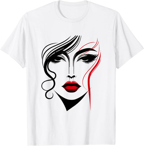 Abstract Female Face With Red Lipstick Art Piece T-Shirt product image 1