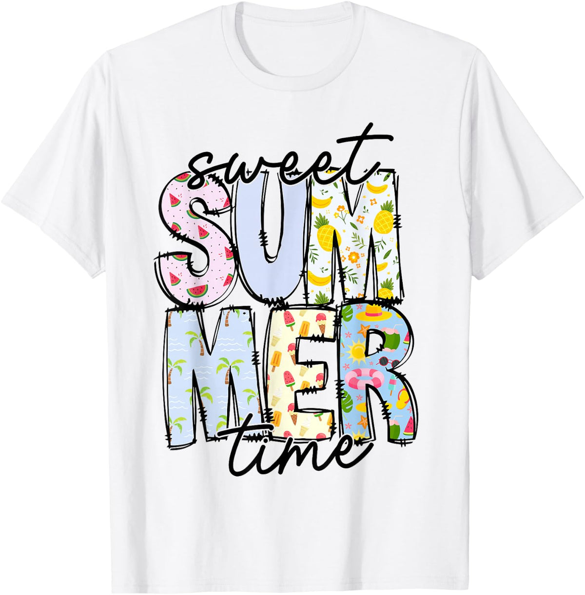 Sweet Summer Time Beach Vibes Tees T Shirts for Women and Kids Funny Vacation