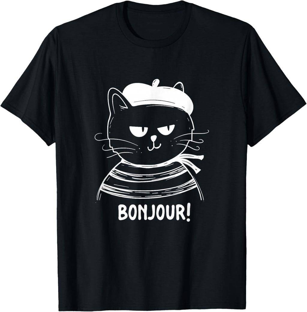 Bonjour - French Cat France Lover Francophile T-Shirt product image 1