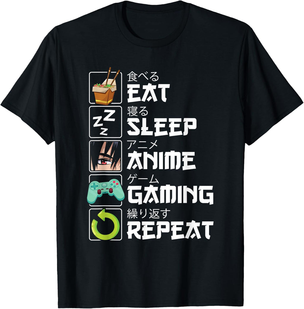 Eat Sleep Anime Gaming Repeat Kawaii Otaku Manga T-Shirt product image 1