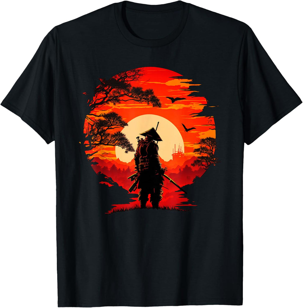 Vintage Japanese Samurai Fighter Martial Arts Retro Sunset product image 1