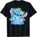Disney Lilo & Stitch Ohana Adorable Pose Floral Logo T-Shirt product image 1