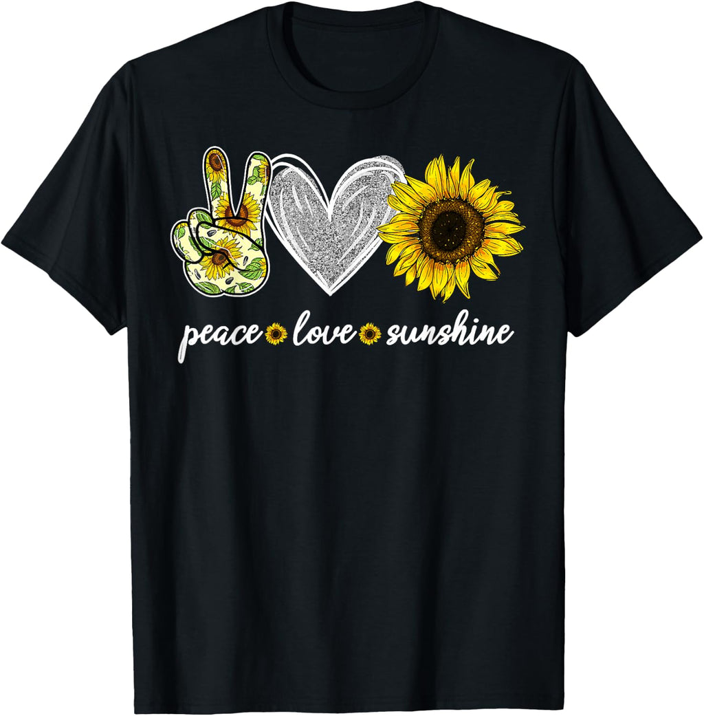 Peace Love Sunshine Sunflower Hippie Lover Gifts T-Shirt product image 1