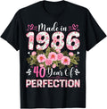 40 Year Old Made in 1986 Floral 40th Birthday Women T-Shirt product image 1