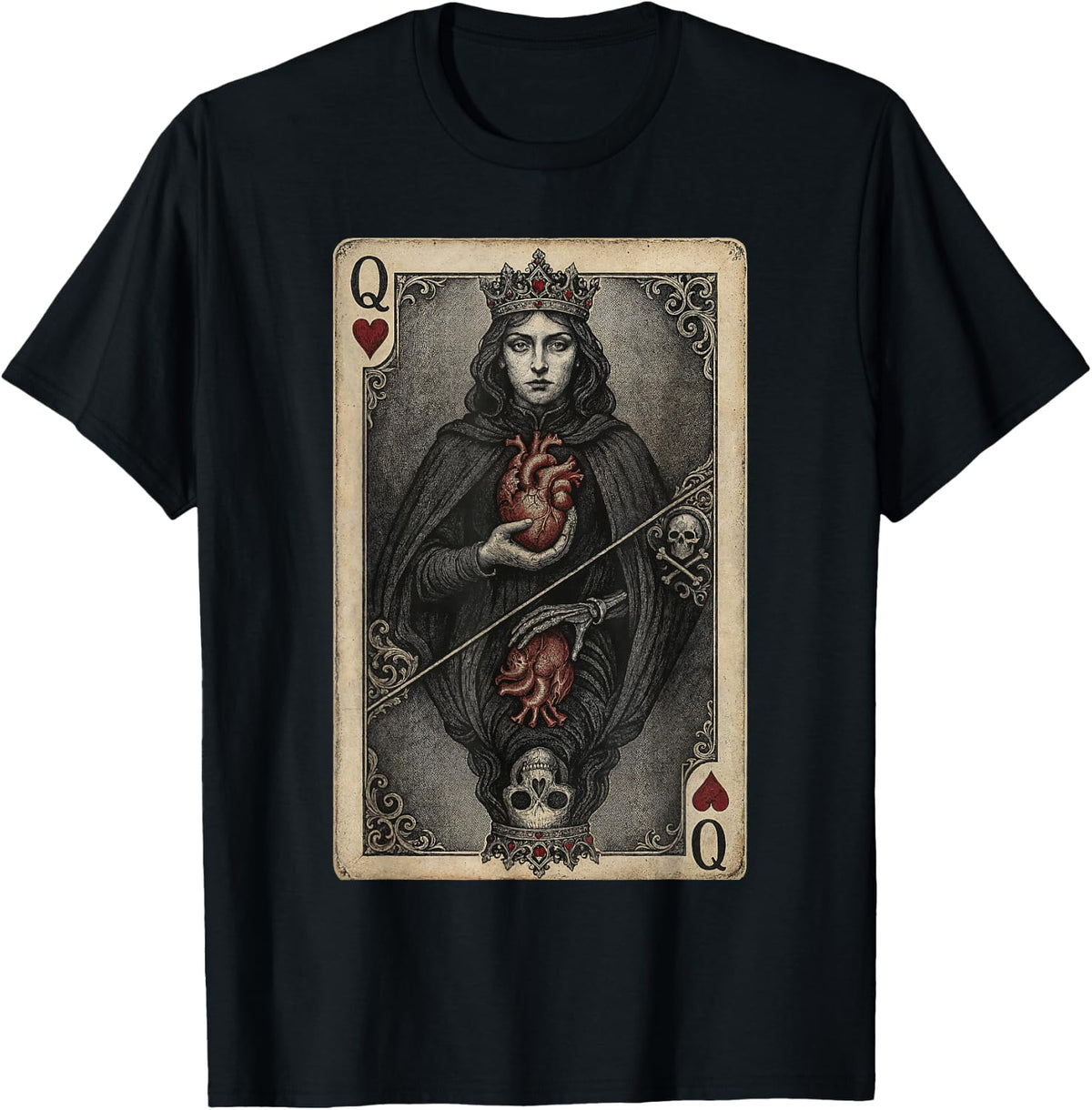 Vintage Gothic Queen of Hearts Playing Card Dark Fantasy product image 1