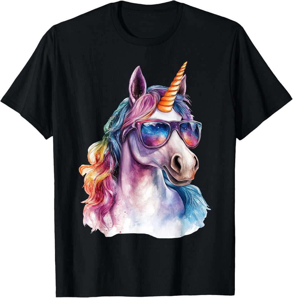 Cute Unicorn wearing Sunglasses Funny Graphic T-Shirt product image 1